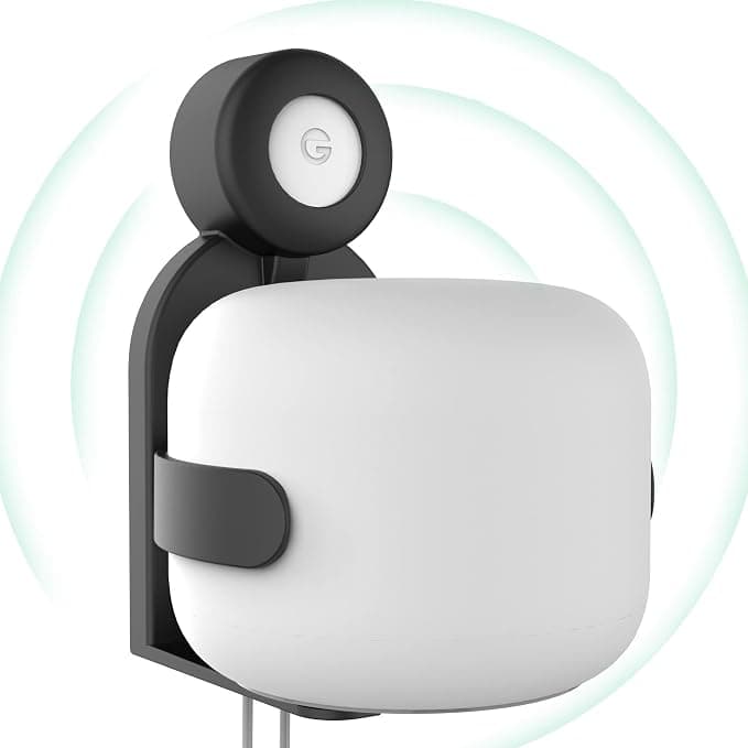 Google Nest WiFi 2-AC2200 Wall Mount, Simple and Sturdy Wall Mount for Google Nest WiFi 2-AC2200 with Cable Management, No Messy Cable (Black) - Image 1