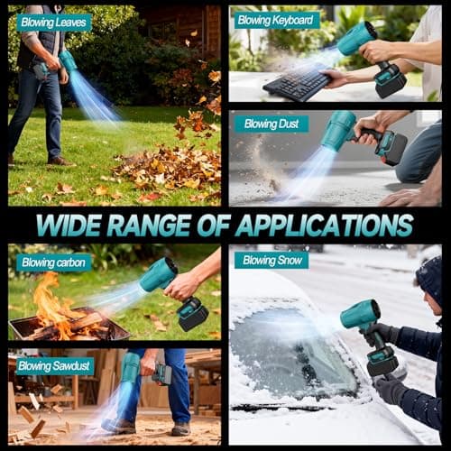 Cordless Blower Compatible with Makita 18V Batteries, 2 x 4.0Ah Batteries, Brushless Motor 38000 RPM, Three Speed Modes, Portable Blower for Leaves, Dust & Snow - Image 5