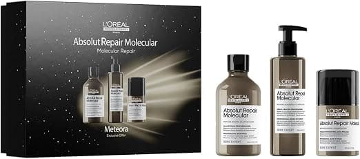 L'Oreal Professional Absolut Repair Molecular Gift Set for Very Damaged Hair - Repairs 2 Years Damage - Limited Edition - Shampoo (300 ml) + Serum (250 ml) + Leave-In Care (50 ml) - Image 1