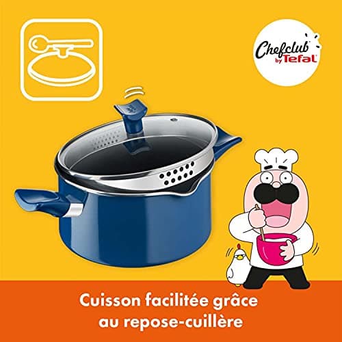 Tefal Chefclub by Tefal Pasta la Vista Cooking Set 28 cm Frying Pan 20 cm Casserole + Lid, Fresh Kitchen Knife, 2 Cutting Boards, Recipe Booklet G804S404 - Image 5