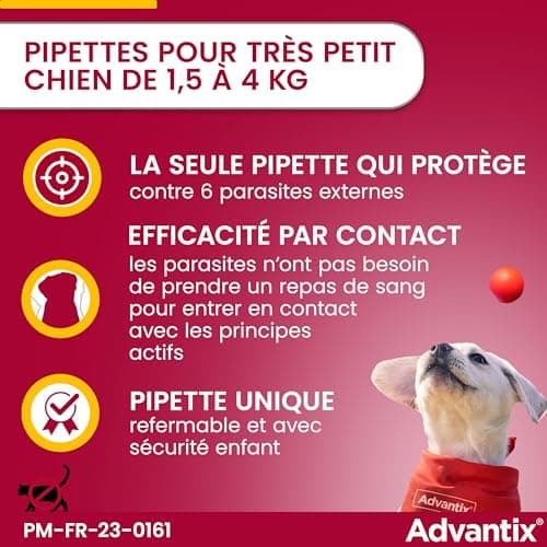 Advantix Very Small Dog Between 1.5 and 4 kg - Dog Pipettes Against 6 Parasites - Treatment and Protection for Your Dog for 4 Weeks - 4 x 1ml - Image 4