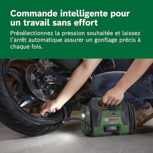 Bosch PAO 18V Cordless Air Compressor (from tires to large inflatable objects; with air pump clip for tire valve, French valve (Presta), ball needle, flow adapter) - Image 6