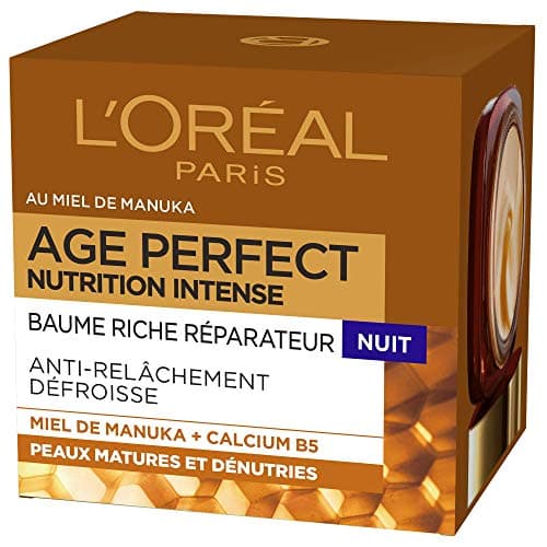 L'Oréal Paris Anti-Aging Night Cream - Rich Repairing Balm - Concentrated with Manuka Honey & Calcium B5 - For Undernourished Mature Skin - Intense Nutrition - Age Perfect - 50 ml - Image 3