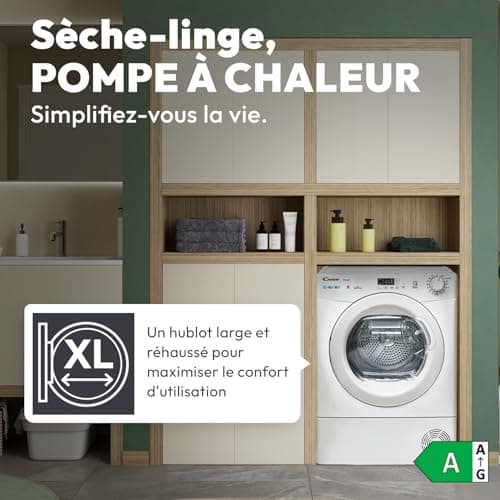 CANDY - Heat Pump Tumble Dryer - Load Capacity 8 kg - Energy Class E - NFC Connectivity, Delayed Start, Easy Case Water Tray - White - 85 x 59.7 x 58.5 cm - Model CSE H8A1LE-S - Image 3