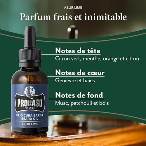 Proraso | Huile à barbe Azur Lime (flacon de 30 ml) – Huile pour barbe adoucissante et protectrice pour les barbes longues et hirsutes – Fabriquée en Italie - Image 5