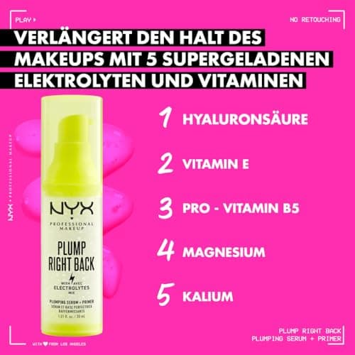 NYX Professional Makeup - 2-in-1 Makeup Setting Base - Electrolytes & Vitamins - Plumps & Hydrates - Vegan Formula - Plump Right Back - 30ml - Image 6
