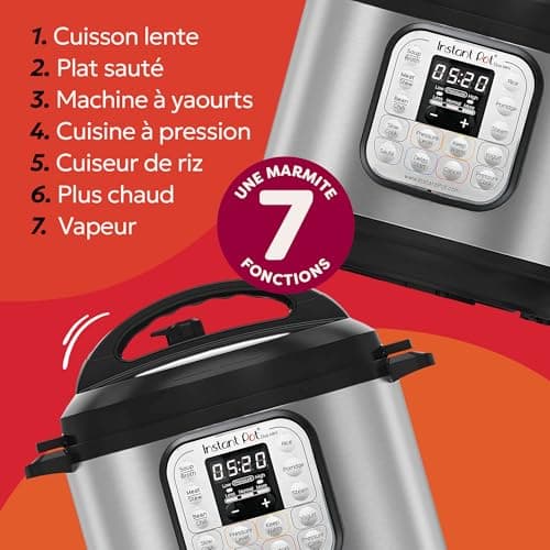 Instant Pot Duo 30 – 7 in 1 Smart Pressure Cooker – Functions, Pressure Cooker, Slow Cooker, Rice Cooker, Curling Pan, Yogurt Maker, Steamer and Dish Warmer – 3 L, Stainless Steel - Image 3