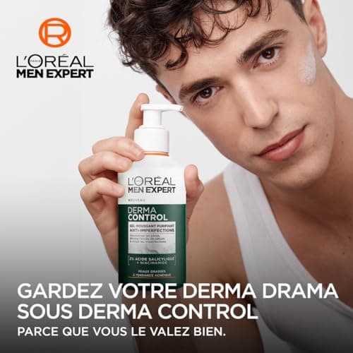 L'Oréal Men Expert - Gel Moussant Purifiant Anti-Imperfections - Nettoyant - Désobstrue les Pores et Réduit les Imperfections - Enrichie en Acide Salicylique - Derma Control - 260 ml - Image 4