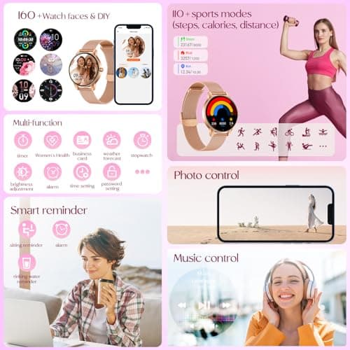 Montre Connectée Femme avec Appel Bluetooth: 1.27" Smartwatch avec Fonction Féminine Cardiofréquencemètre SpO2 Sommeil Montre 100+ Mode Sport Montre IP68 Fitness Podomètre Compatible pour Android iOS - Image 7