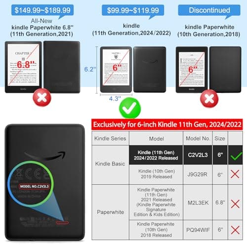 CoBak Case for Kindle - 6 Inch Protective Case Compatible with Kindle 11th Generation Devices (Model 2022/2024), Smart Cover with Auto Sleep/Wake Function, Sage & Green - Image 3