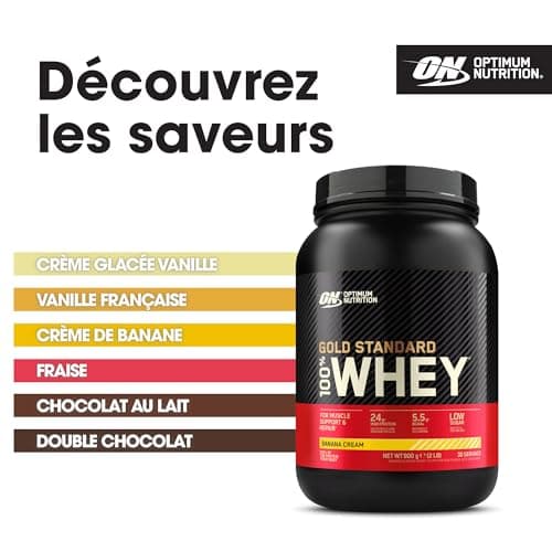 Optimum Nutrition Gold Standard 100% Whey, Protein Powder, Banana Cream Taste, 900 g, 30 Doses - Image 7