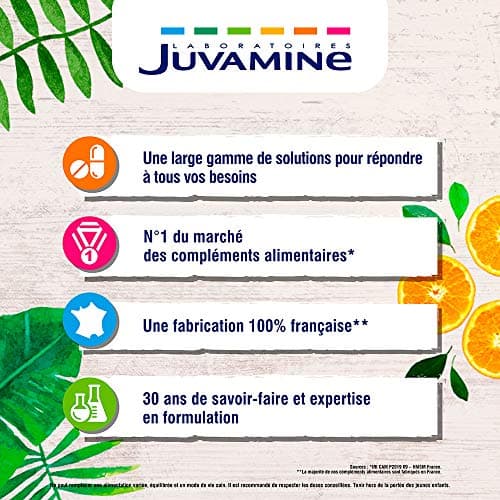 JUVAMINE 12 Vitamins & 9 Minerals, Fatigue, Stress, Vitamins C, B2, B3, B6, B9 and Iron, 30 Day Program, 30 Effervescent Tablets, Tropical Flavor, Made in France - Image 8