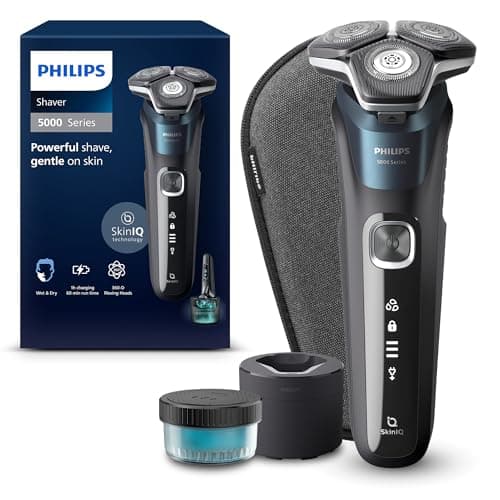 Philips Rasoir Series 5000 - rasoir électrique Wet & Dry avec technologie SkinIQ, tondeuse rétractable, coffret de voyage, Quick Cleaning Pod, bleu électrique, modèle S5889/50 - Image 2