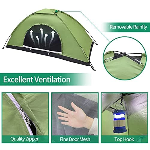 Tente de Camping 2 Personnes, Ultra légère Tente 2 Places imperméable Facile à Installer, Petite Taille, Tent dôme pour l'extérieur, Emballage vélo, Trekking - Image 4