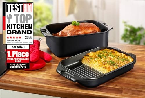 Karcher 2-in-1 Cast Aluminium Induction Sauté Pan with Lid/Cooking Dish, 8.7 Litre, 41.5 x 25.5 cm - Image 3