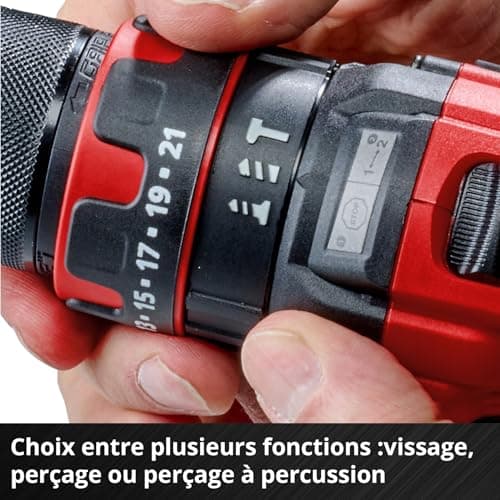 Einhell Perceuse-visseuse à percussion sans fil TE-CD 18/44 Li-i (1 x 2,5 Ah) Power X-Change (18 V, 44 Nm, perçage à percussion, mandrin métallique 13 mm, 2 vitesses, avec batterie 2,5 Ah et chargeur) - Image 10