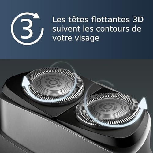 Rasoir portable Philips, rasoir électrique sec et humide, système de lames ComfortCut, têtes flottantes 3D, design compact, batterie puissante, modèle PQ888/06 - Image 7