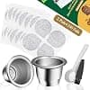 CAPMESSO Reusable Espresso Capsules Refillable Stainless Steel Coffee Capsules Compatible with Nespresso OriginalLine Coffee Machine (2 Pods+100 Lids). - Image 3