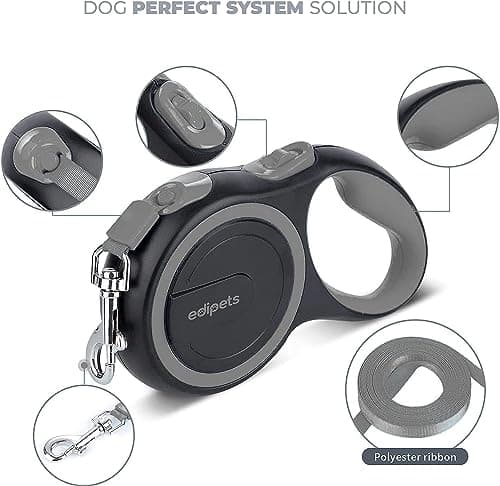 Edipets, Retractable Dog Lead, 5 and 8 Metres, Flexible Lead for Training and Walking (Grey, 8 m) - Image 4