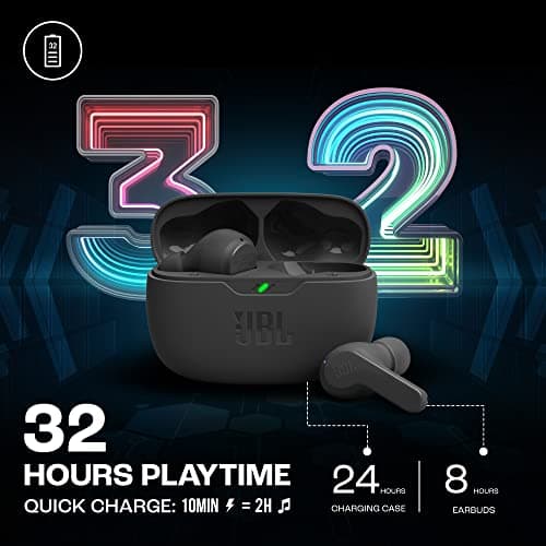 JBL Wave Beam, Écouteurs Intra-Auriculaires sans Fil, Résistance à l'Eau IP54 et IPX2, Appels Mains Libres et Batterie à Autonomie de 32 heures, en Noir - Image 6