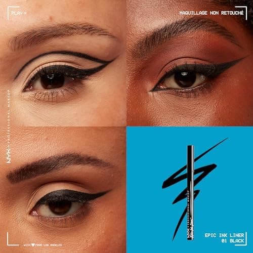 NYX Professional Makeup Eyeliner Feutre Epic Ink Liner, Waterproof, Formule Vegan, Lot de 2, Teinte : Black (01) - Image 5