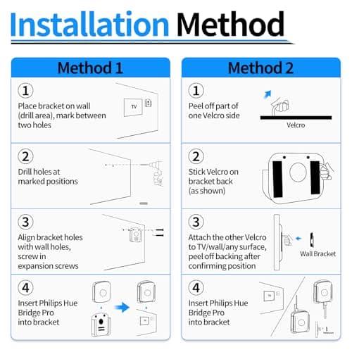 Support mural pour appareil de commande Philips Hue Bridge Pro - Support mural pour commande Smart Home - Support avec fermeture et vis - Montage facile - Pour salon, bureau, zone réseau - Image 6