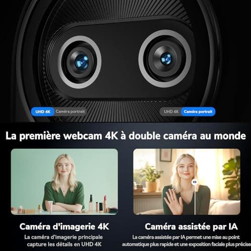 eMeet Piko+ 4K Webcam, World's First AI-Powered 4K Webcam with Dual Camera and AI Autofocus, 1/2.55" Sony Sensor, 3 Microphones and 3 Sound Modes, Ideal for Live Streaming - Image 4