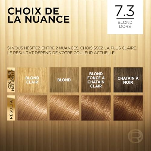L'ORÉAL PARIS Permanent Hair Colour Long-Lasting and Bright 100% Covers White Hair - Preference - Shade : Florida (7.3), Golden Blonde - Image 7
