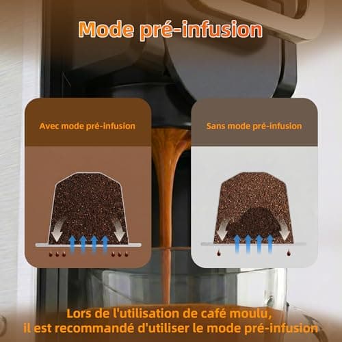 5 in 1 Multi-Function Capsule Coffee Machine for Nespresso Original/for Dolce Gusto/A MODO MIO/ESE (44mm) and Pre-ground Coffee, 7 Water Flow Settings (ST-550) - Image 4