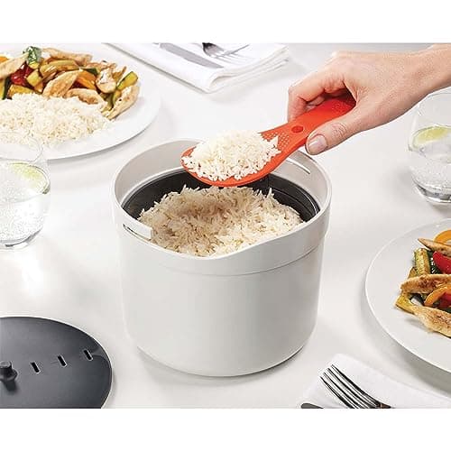 Joseph Joseph - M Cuisine - Microwave Rice Cooker, Multi-purpose, Capacity 2 Litre, with Cooking Instructions, Stone/Orange - Image 3