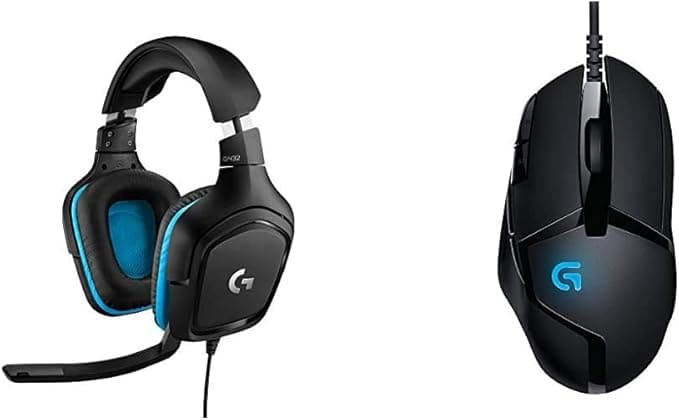 Logitech G 402 Hyperion Fury Wired Gaming Mouse, Ideal FPS, PC/Mac – Black and Logitech G432 Wired Gamer Headset, USB/Audio Jack 3.5 mm, Microphone, Lightweight, PC/Xbox/PS4/Switch – Black - Image 1