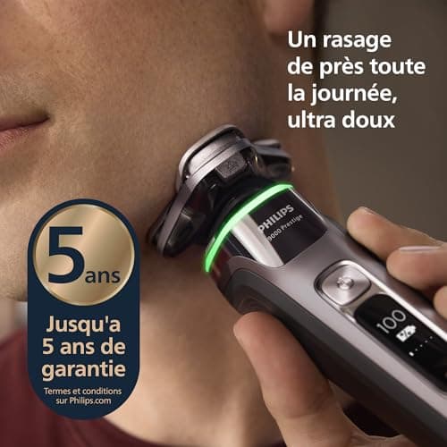 Philips i9000 Prestige Electric Shaver, Wet and Dry Electric Shaver, Skin IQ Technology, Triple Lift & Cut System, SteelPrecision 360° Rotating Blades, Quick Clean Pod, Model XP9202/30 - Image 5