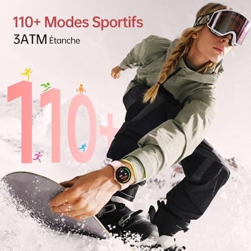 Unisex Round Smartwatch (2 Bracelets), 1.27 Inch HD 40 mm Smartwatch for iOS, Samsung, Android, Sports Watch with Bluetooth Call, Health and Sleep Tracking, 120 Sports Modes, IP68 Waterproof - Image 7