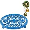 Le Creuset Round Cast Iron Trivet for Hot Dishes and Pots Countertop Regular Blue - Image 2