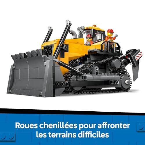 LEGO City Le Bulldozer Jaune - Jeu de Construction de véhicule de Chantier de Grande Taille - 3 Minifigurines - Briques supplémentaires & Panneau - Cadeau d'anniversaire pour garçon dès 8 Ans 60466 - Image 5