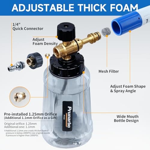 Pressure Washer Gun Kit with Foam Cannon, 1/4" Quick Connect, 5 Nozzle Tips, Compatible with Nilfish/Bosch (PR-M02-NB-B) - Image 5