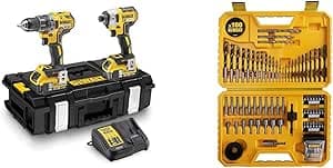 DEWALT - 2 Tool Kit with DCD796 Compact Impact Driver and Impact Driver DCF887, XR 18V, 5Ah & Set of 100 High Performance Drilling and Screwing Parts - DT71563-QZ