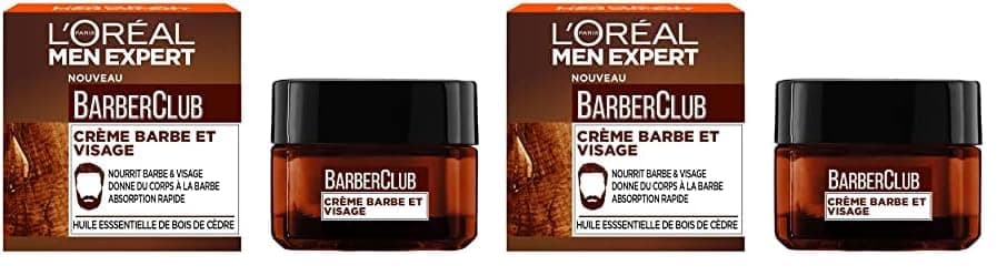 L'Oréal Men Expert BarberClub- Crème Nourrissante pour Barbe & Visage - Texture Légère & Non Grasse - Absorption Rapide - À l'Huile Essentielle de Bois de Cèdre - 50 ml (Lot de 2) - Image 2