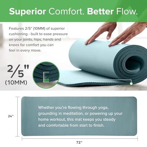 Gaiam Essentials Thick Yoga Mat with Carrying Strap for Yoga Mat, Black, 72" x 24" x 24" - Image 4