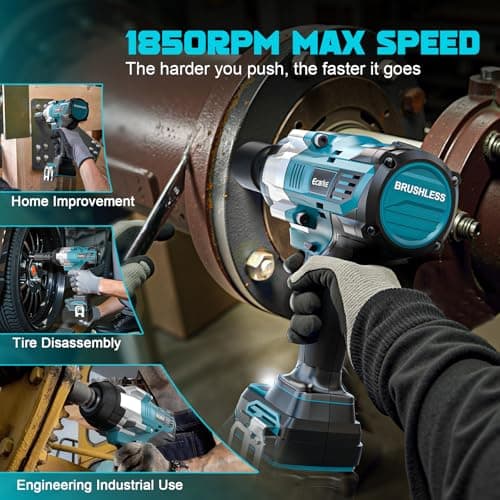 Ecarke Cordless Nutrunner 2200Nm Compatible Makita 18V - 1/2" Brushless Impact Wrench with LED Light for Heavy Duty Cars and Machinery - No Battery - Image 6