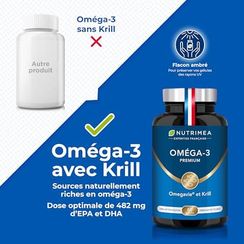 Omega 3 & Antarctic Krill | Patented Omegavie | Wild Fish Oil | Natural Antioxidant | Cognition & Immune System | Astaxanthin Concentrate | Made in France | Nutrimea - Image 5