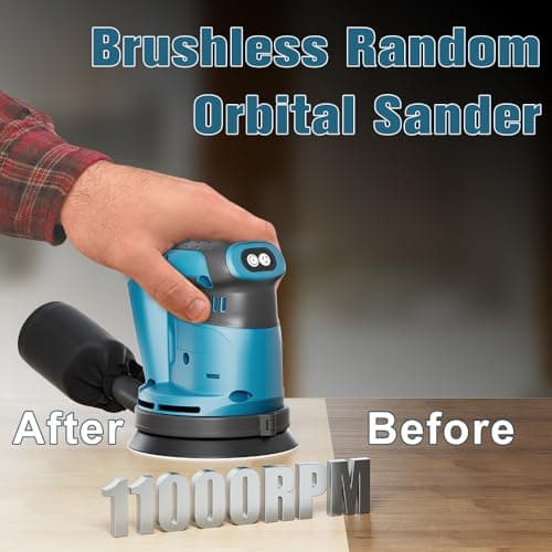 Cordless Random Orbital Sander Compatible with Makita 18V Battery, Cordless Electric Sander for Woodworking, Metalworking, Paint Stripping, Drill Removal - Image 5
