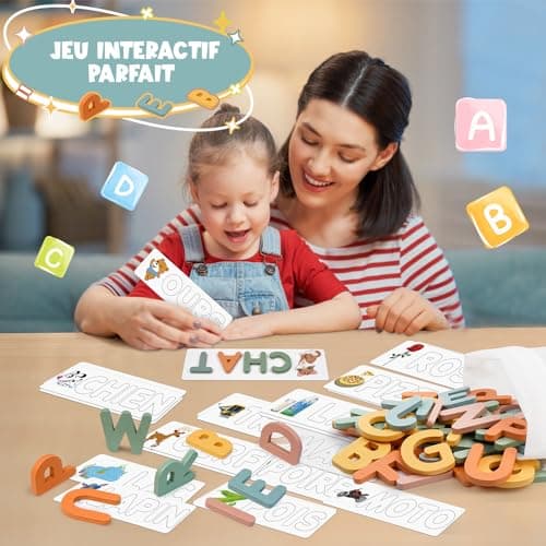 Girl Toy 3-8 Years, Educational Games 3-9 Years, Gift Girl 3-10 Years, Child Toy 3-11 Years Boy French Board Games Letter Scrabble - Image 4