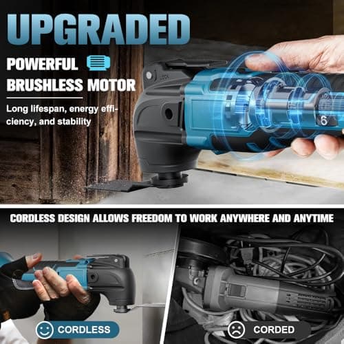 Multi-Tool Oscillating Cordless Oscillating Saw for Makita 18V Battery (No Battery), Multitool with 6 Adjustable Speed, Multifunctional Saw for Removing, Scraping, Cutting - Image 3