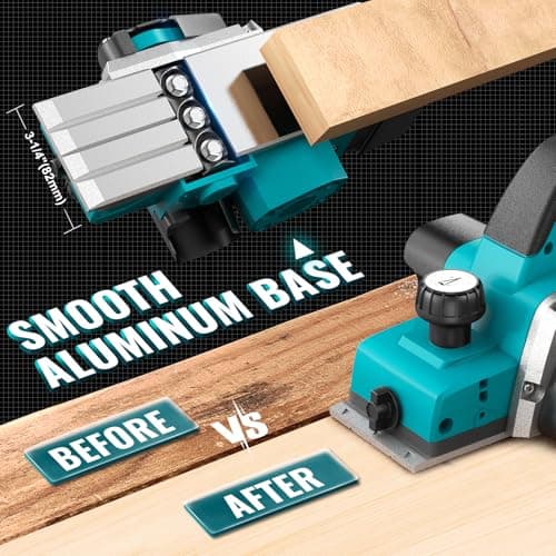 Ecarke 750W Cordless Electric Planer - Compatible with Makita 18V Batteries, Brushless Motor, 15,000 RPM, Width 82 mm, Depth 0-2 mm - Wood, Furniture & DIY - No Battery - Image 8