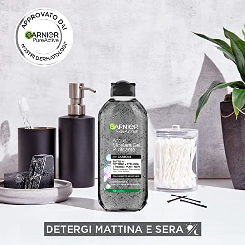 Garnier SkinActive Gel Micellares All in 1 Make-Up Remover Water with Charcoal for Blackheads, Hypoallergenic No Rinse Formula for Face, Eyes and Lips - 2 x 400 ml Bottles - Image 5