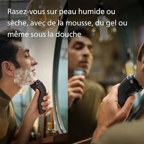 Philips Electric Shaver Series 3000 - rasoir électrique Wet & Dry pour hommes avec technologie SkinProtect, couleur Lune foncée, tondeuse à barbe rétractable, rasoir sans fil (modèle S3145/00) - Image 8