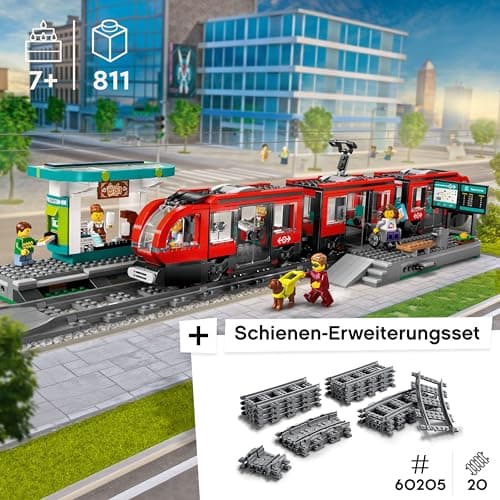 LEGO City Tram with Stop (60423): Rail Extension (60205) - Part of 2024 New Arrivals, Train with Station and Rails - Image 3