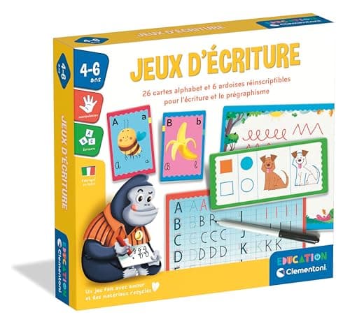 Clementoni | Writing Games for Kids Ages 4-6 | Educational Game with 26 Alphabet Cards and 6 Rewritable Slate | Upper and Lower Case Letters Learning | Pregraphic Activities - Image 2
