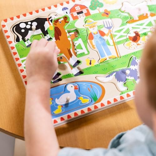 Melissa & Doug - 8-Piece Farm Sound Puzzle - Old Macdonald - Children's Puzzle - Wooden Toy - Learning Game - Educational Development and Creative Toy - Gift for Children 2 Years and Above - Image 6
